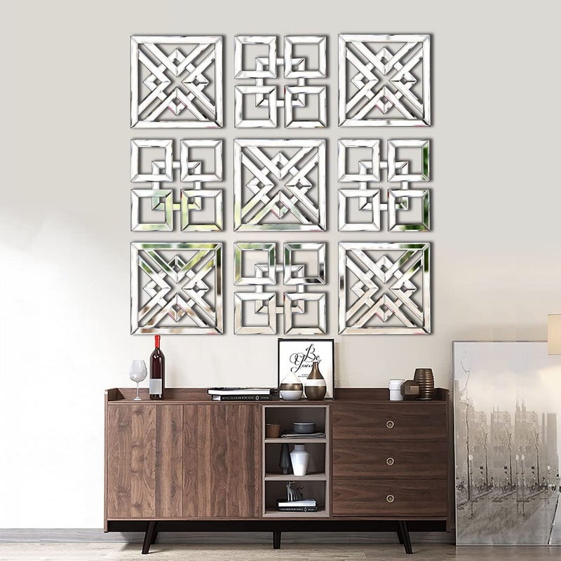 QMDECOR Square Mirrored Wall Decor Decorative Mirror 12x12 inches Modern Fashion DIY Silver Wall-Mounted Mirrors - Image 5